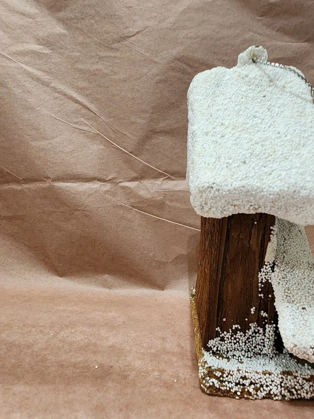 Handmade Rustic Woodland Birdhouse Ornament Christmas Faux Snow Pine Berry